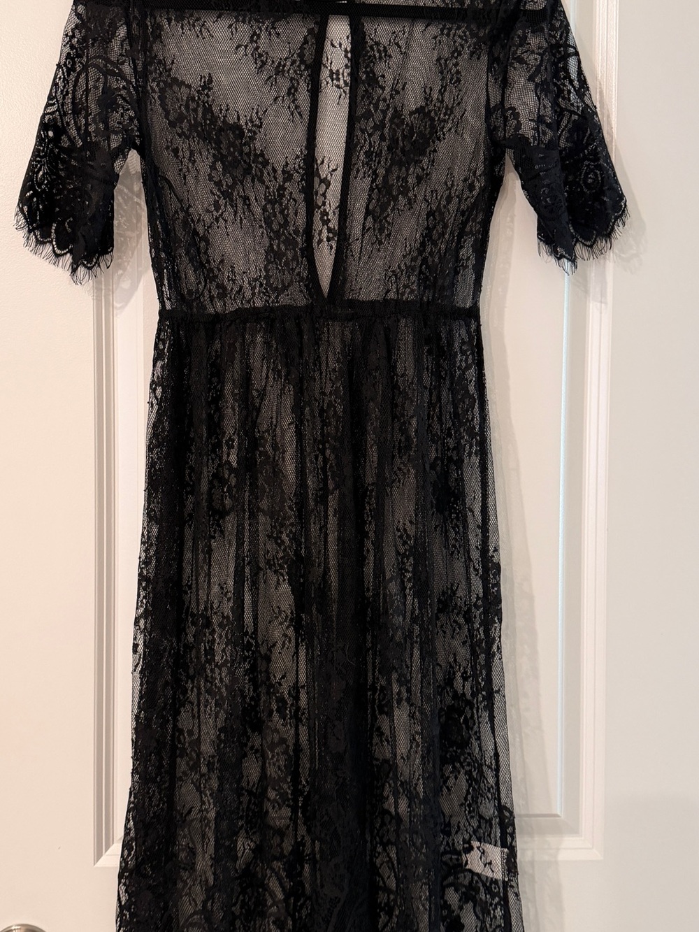 NWT Zara Sheer Black Lace Midi Dress